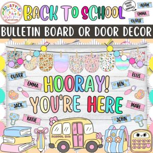 Hooray! You're Here: August and September Bulletin Board or Door Decor Kit