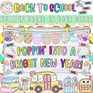 Poppin' Into a Bright New Year!: August and September Bulletin Board or Door Decor Kit