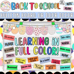 Back to School Motivational Bulletin Board & Door Decor Kit | Learning in Full Color!