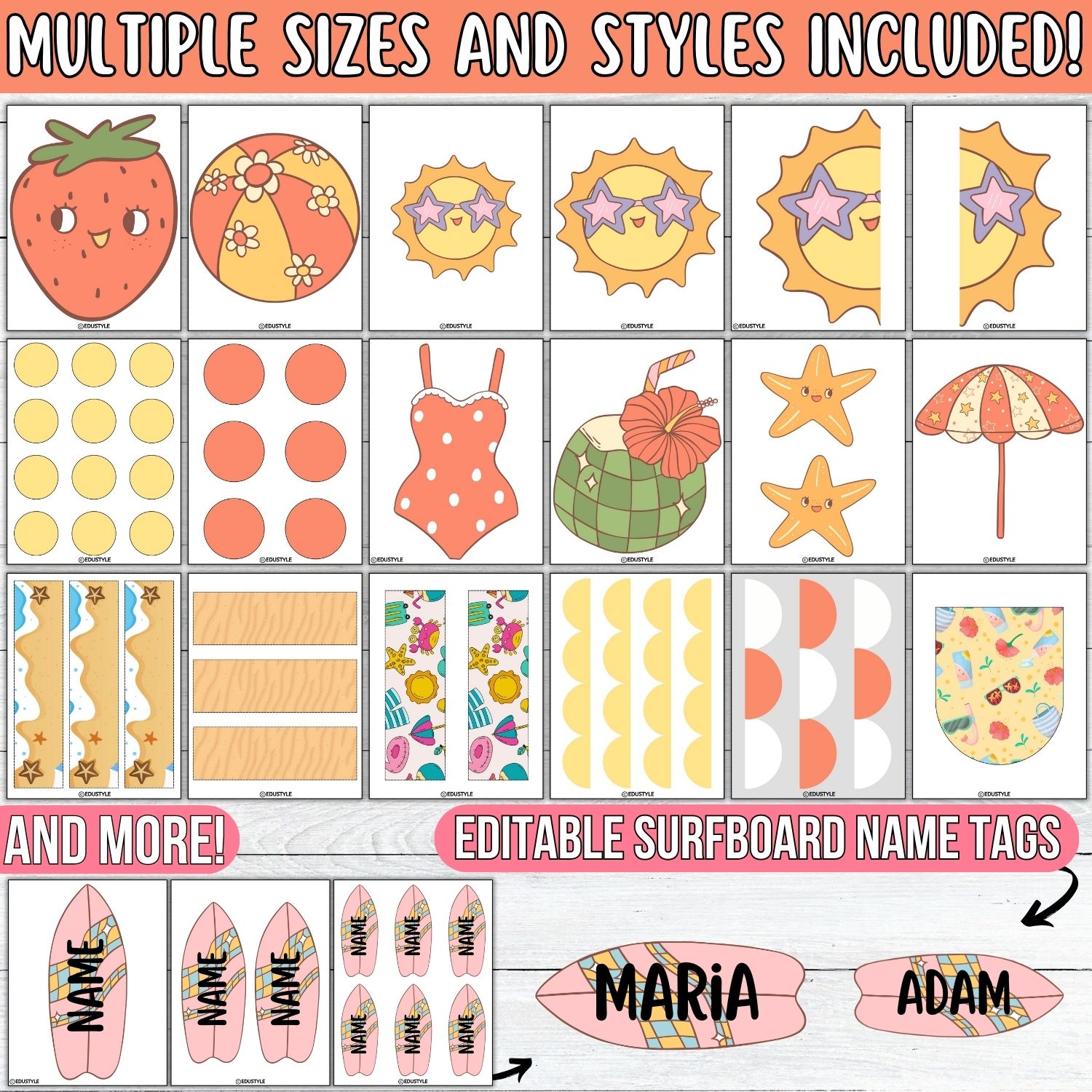 Catch the Wave of Learning!: Surfboard & Summer Bulletin Board or Door Decor Kit | June - Image 4