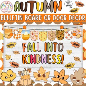Fall Into Kindness!: Leaves Autumn Bulletin Board or Door Decor Kit | Fall Decor