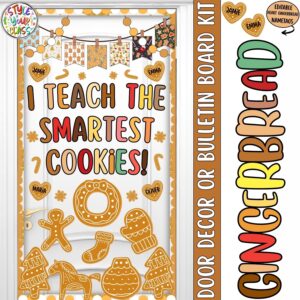 Christmas Gingerbread Door Decor or Bulletin Board Kit | I Teach The Smartest Cookies!