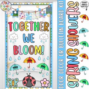 Together We Bloom! Spring Showers | April Bulletin Board Or Door Decor Kit