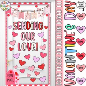 Sending Our Love: Valentine's Day Mailbox Heart Bulletin Board or Door Decor Kit