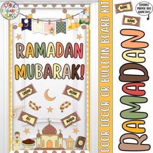 Ramadan Mubarak: Ramadan Door Decor or Bulletin Board Kit | Faith Family Fasting