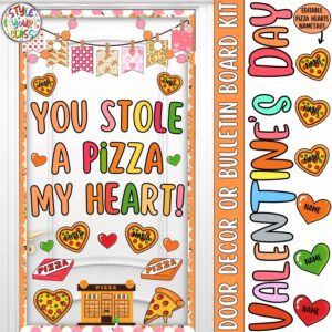 You Stole a Pizza My Heart!: Sloth Valentine's Day and February Door Decor or Bulletin Board Kit