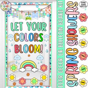 Let Your Colors Bloom!: Spring Flowers & March Door Decor or Bulletin Board Kit
