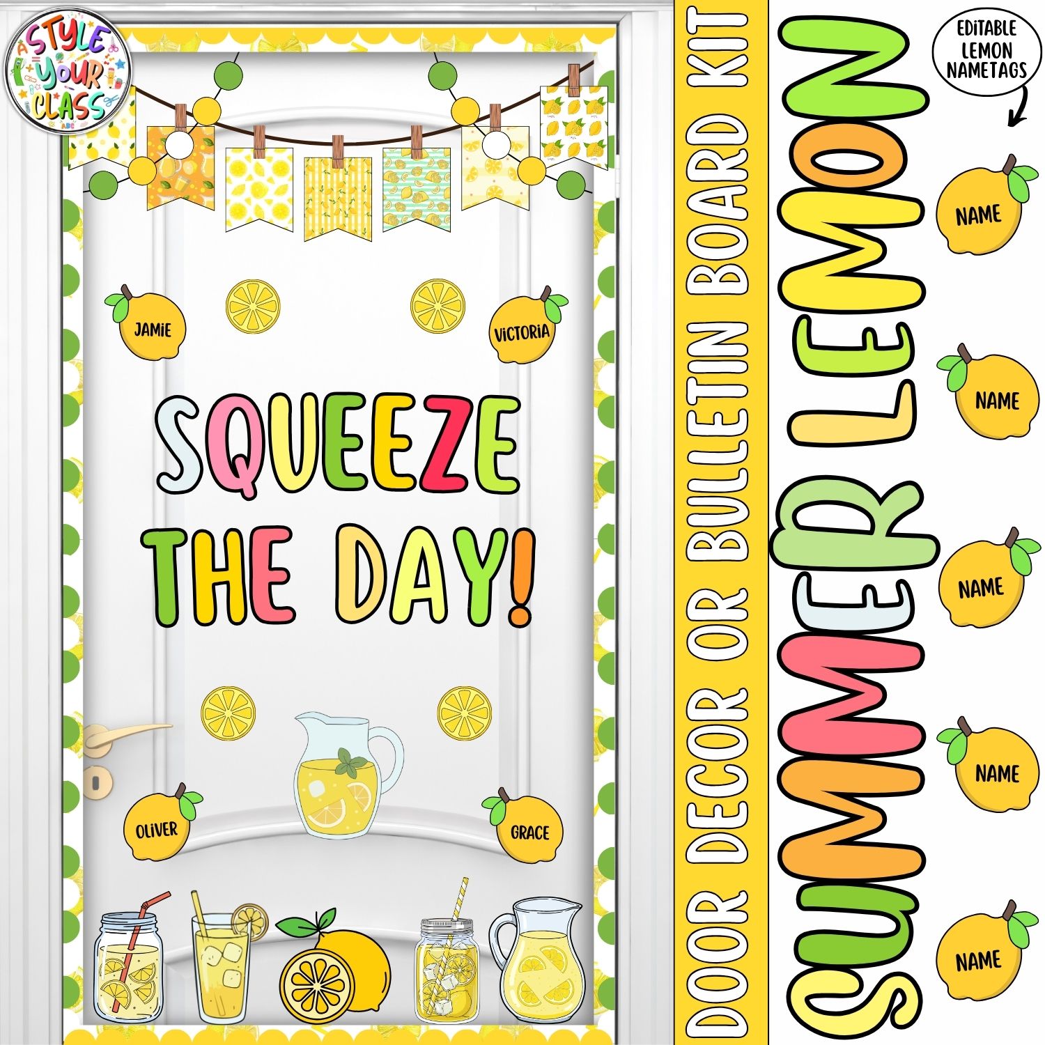 Squeeze the Day! Summer Lemon Bulletin Board or Door Decor Kit