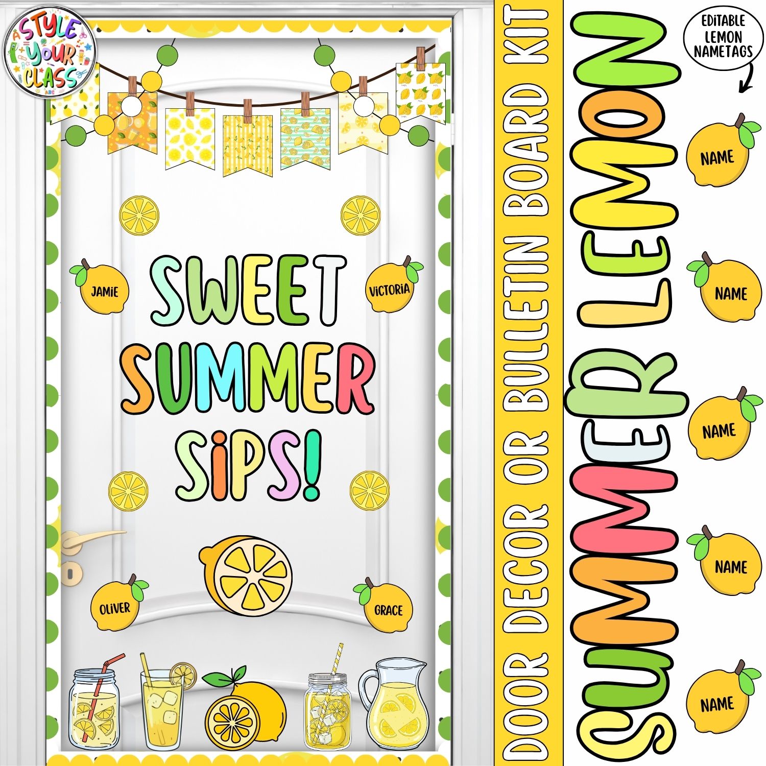 Squeeze the Day! Summer Lemon Bulletin Board or Door Decor Kit