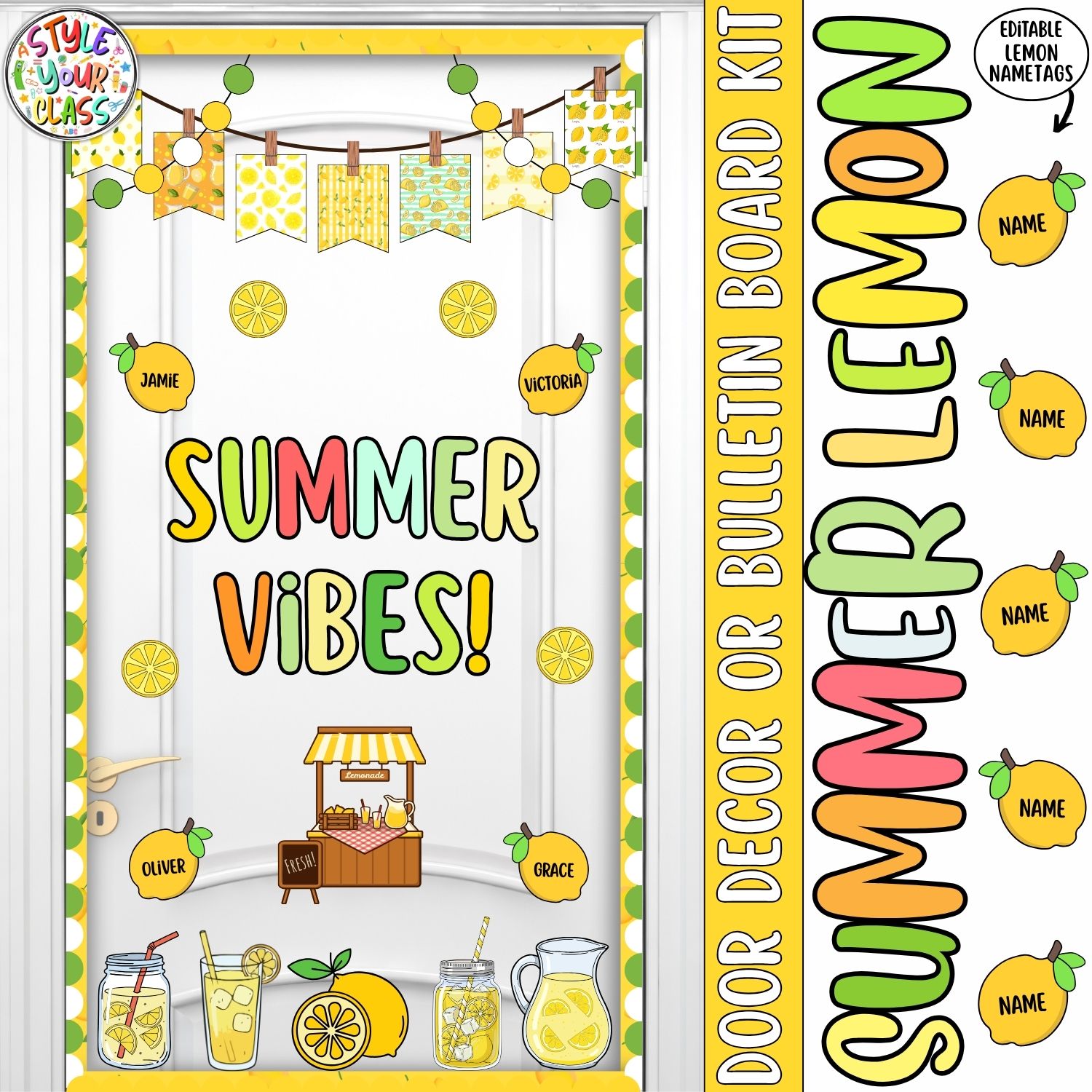 Squeeze the Day! Summer Lemon Bulletin Board or Door Decor Kit