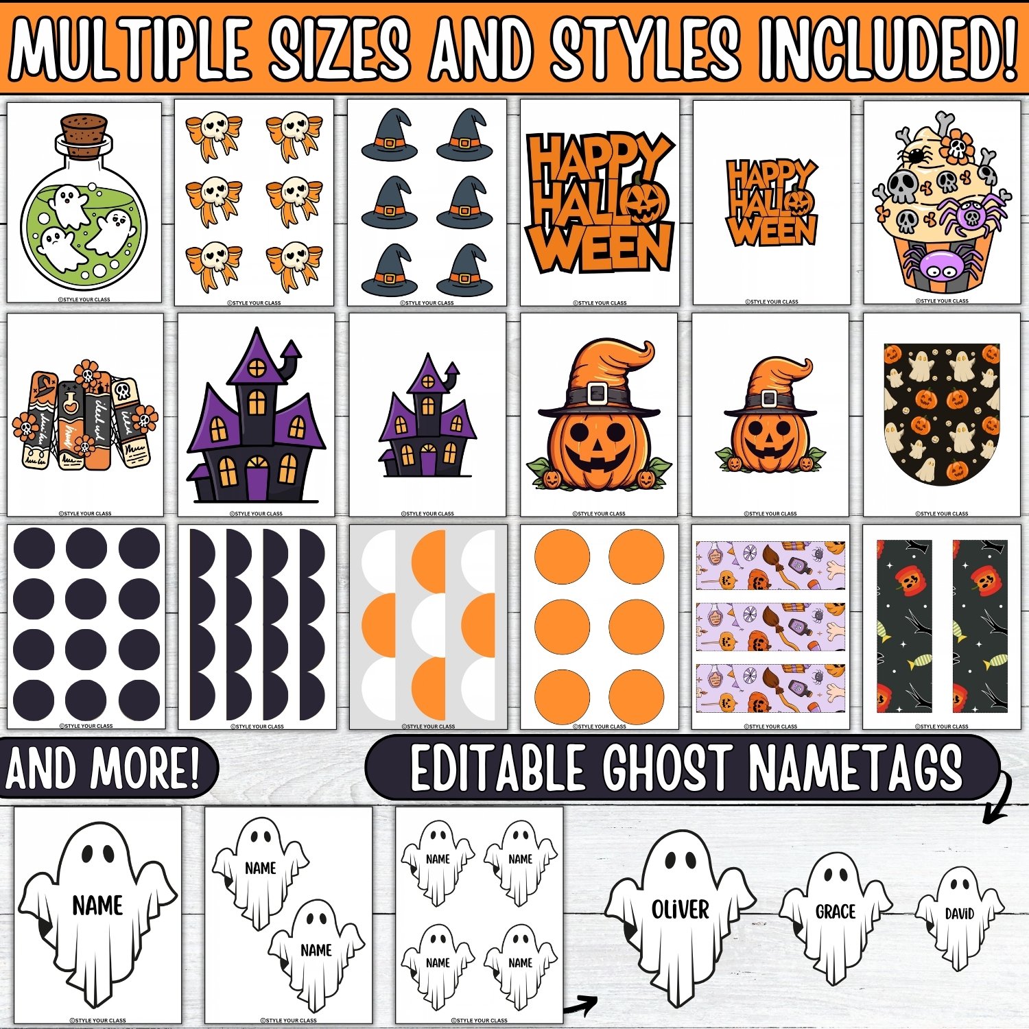 Hello October! Halloween Ghost Bulletin Board or Door Decor Kit - Image 4
